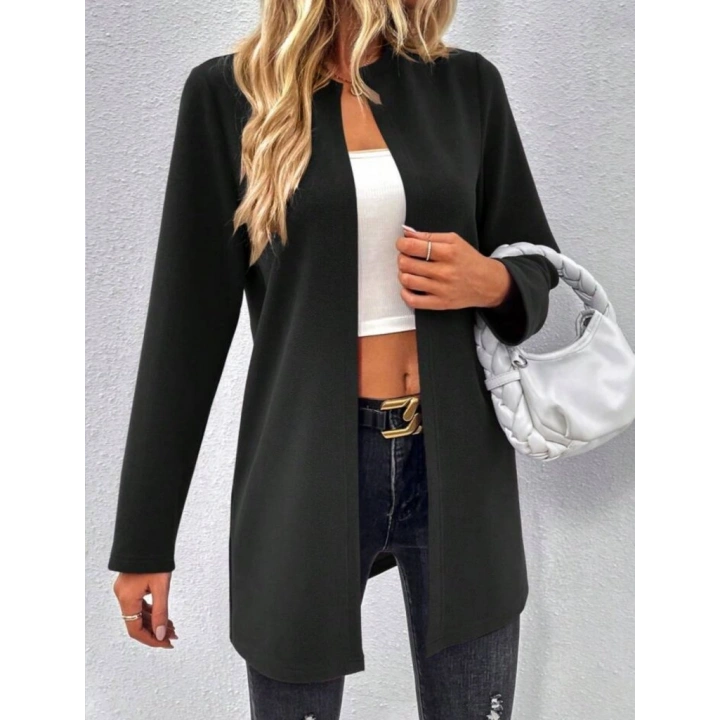 Kadın Uzun Kollu önü Açık Uzun Modal Ceket