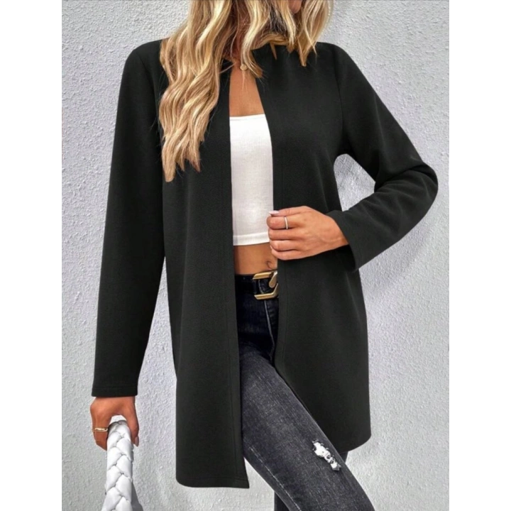 Kadın Uzun Kollu önü Açık Uzun Modal Ceket