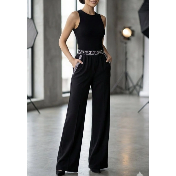 Kadın Yüksek Bel Beli Lastikli Genç Paçalı Ithal Krep Pantolon