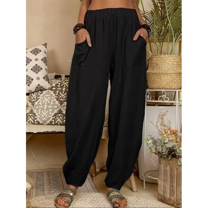 Kadın Yüksek Bel Cep Detaylı Pantolon