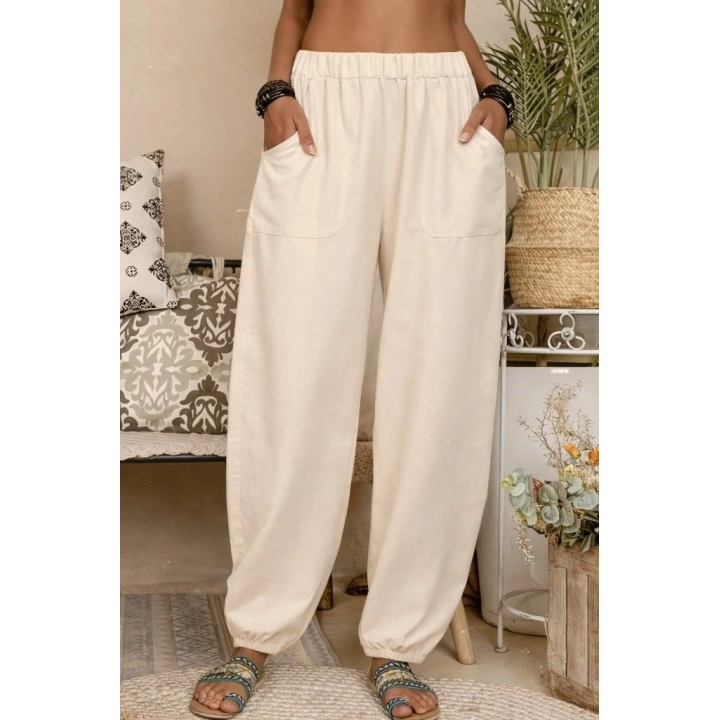 Kadın Yüksek Bel Cep Detaylı Pantolon