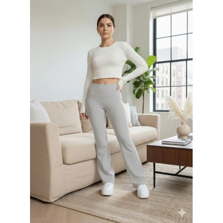 Kadın Yüksek Bel Ispanyol Paçalı Pantolon Tayt