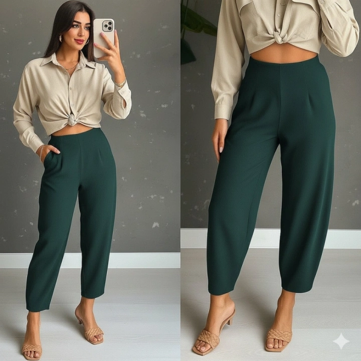 Kadın Yüksek Bel Krep Pantolon