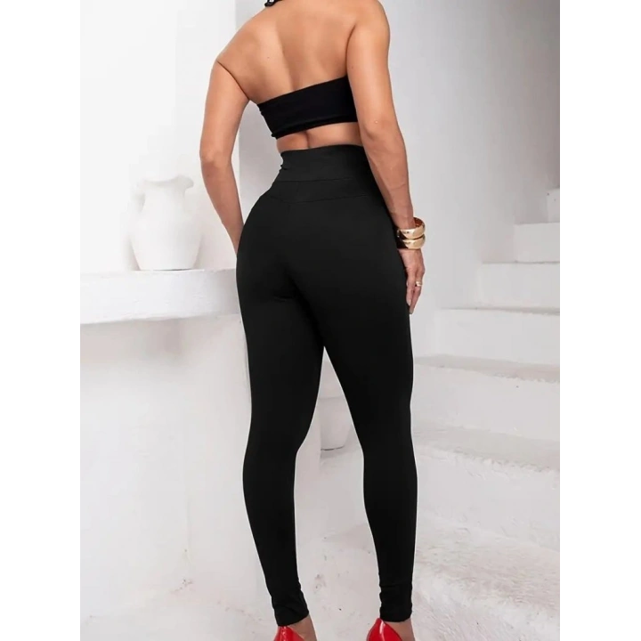 Kadın Yüksek Bel önden çapraz Kuş Göz Detaylı Dalgıç Tayt