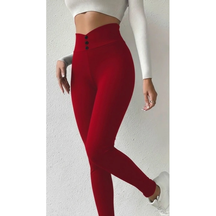 Kadın Yüksek Bel önden Düğmeli Dalgıç Tayt