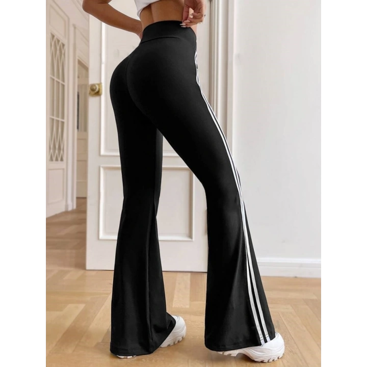 Kadın Yüksek Bel şerit Detaylı Ispanyol Paçalı Dalgıç Pantolon