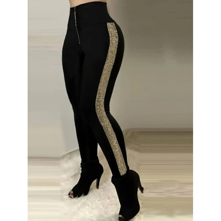 Kadın Yüksek Bel Yan şerit Detaylı Dalgıç Tayt