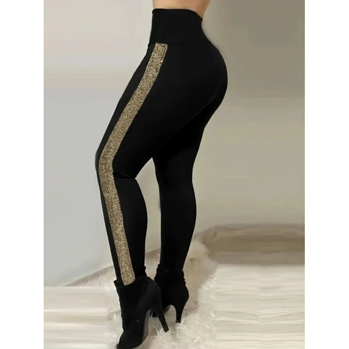 Kadın Yüksek Bel Yan şerit Detaylı Dalgıç Tayt