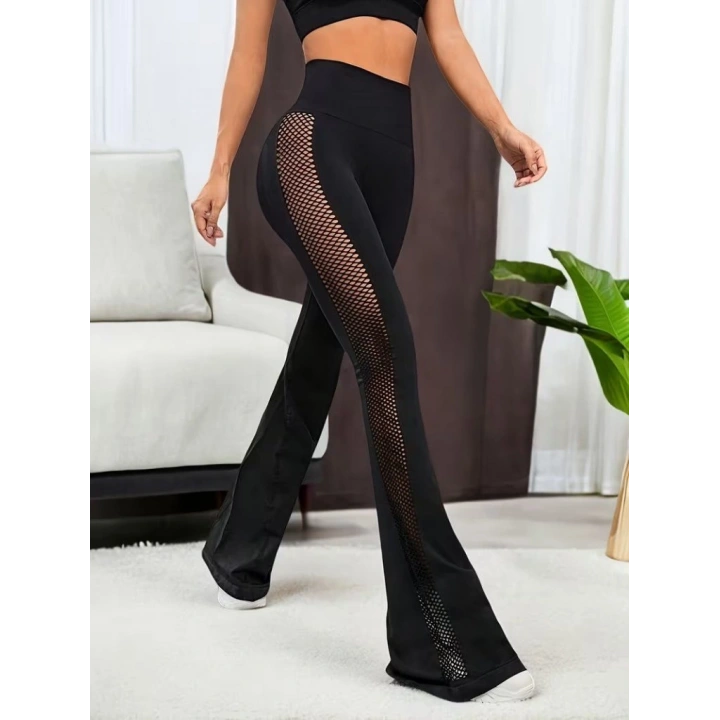 Kadın Yüksek Bel Yandan File Görünümlü Dalgıç Tayt