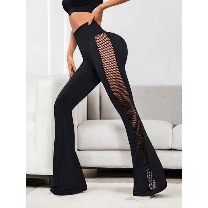 Kadın Yüksek Bel Yandan File Görünümlü Dalgıç Tayt