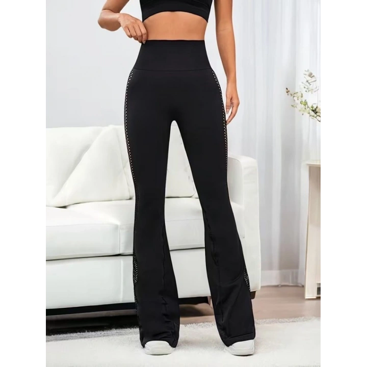 Kadın Yüksek Bel Yandan File Görünümlü Dalgıç Tayt