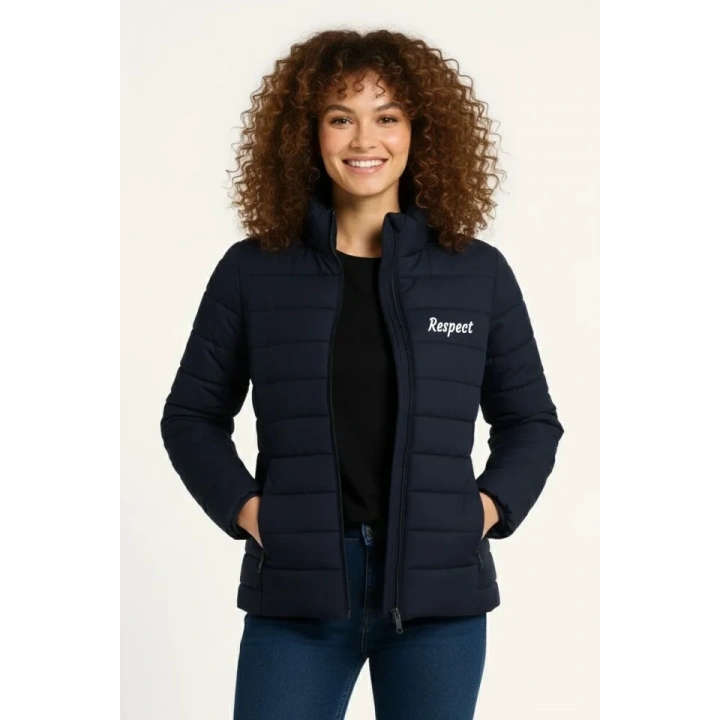 Mikro Su İtici Kapitone Baskılı Astarlı Fermuarlı Bomber Mont - Lacivert