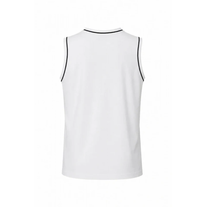 Ön Unisex Pamuklu Bisiklet Yaka Kolsuz Atlet Kontrast Biyeli Regular Fit - Beyaz
