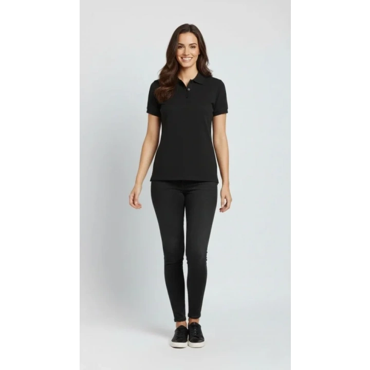 Pike Kumaş Düğmeli Yaka Regular Rahat Günlük Kısa Kol Tişört T-shirt - Siyah