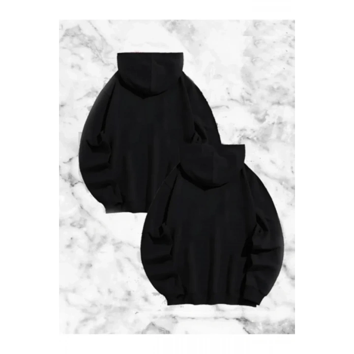 Sevgili Çift Kombini Örümcek Baskılı Kapüşonlu Sweatshirt Hoodie - Siyah
