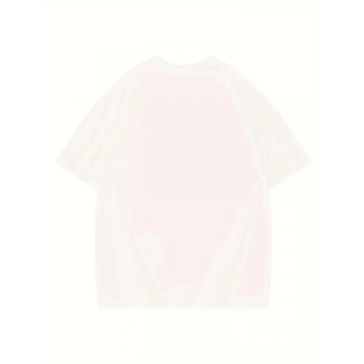 Thousand Baskılı Oversize Bisiklet Yaka T-shirt - Beyaz