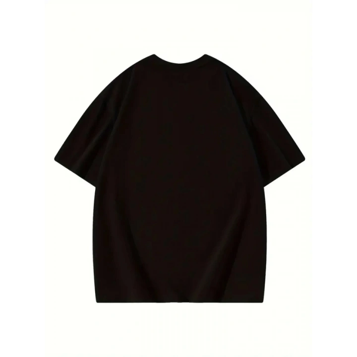 Thousand Baskılı Oversize Bisiklet Yaka T-shirt - Siyah