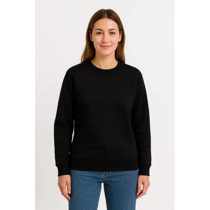 Üç İplik Düz Bisiklet Yaka SweatShirt  - Siyah