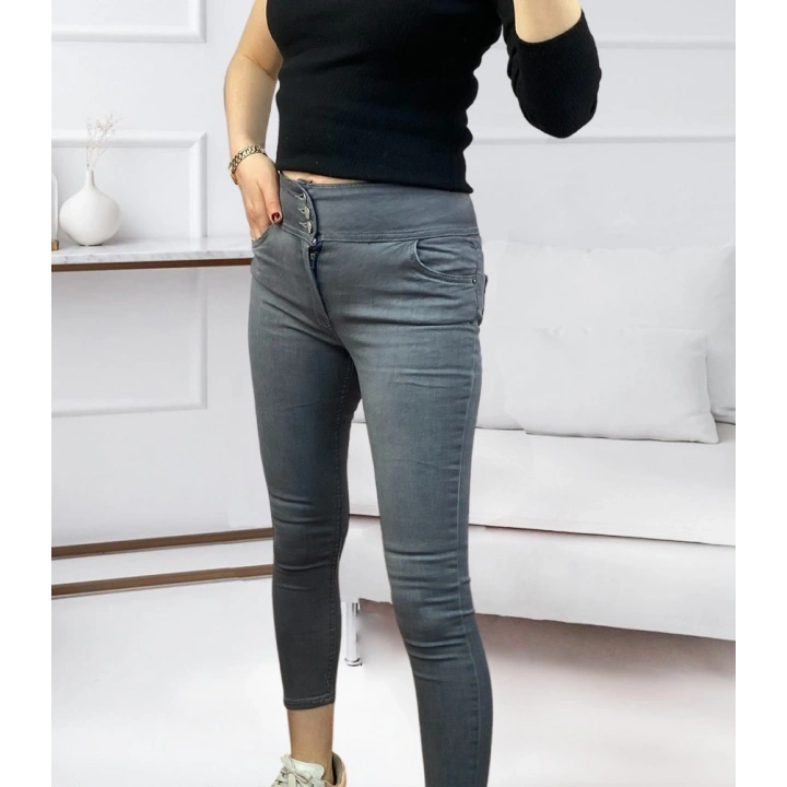 Yüksel Bel Likralı Kot Pantolon (Gri)