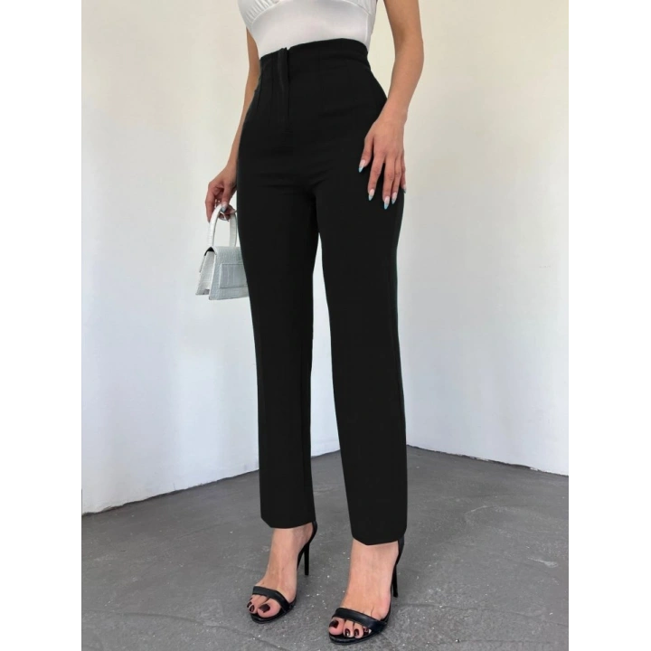 Zra Pileli Havuç Pantolon -Siyah