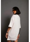 24/1 Düz A Kalite Oversize T-shirt - Beyaz