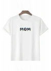 Anneler Günü Hediye Mom Çiçek Baskılı Oversize Bisiklet Yaka T-shirt - Beyaz
