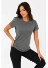 Basic Tişört Bisiklet Yaka Kısa Kol Günlük Yazlık Slim Fit T-Shirt - Antrasit