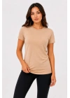 Basic Tişört Bisiklet Yaka Kısa Kol Günlük Yazlık Slim Fit T-Shirt - Bej