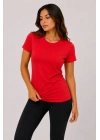 Basic Tişört Bisiklet Yaka Kısa Kol Günlük Yazlık Slim Fit T-Shirt - Kırmızı