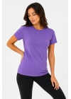 Basic Tişört Bisiklet Yaka Kısa Kol Günlük Yazlık Slim Fit T-Shirt - Mor