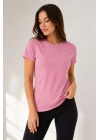 Basic Tişört Bisiklet Yaka Kısa Kol Günlük Yazlık Slim Fit T-Shirt - Pembe