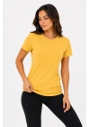 Basic Tişört Bisiklet Yaka Kısa Kol Günlük Yazlık Slim Fit T-Shirt - Sarı