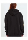 Baskılı Kapüşonlu Sweatshirt - Siyah
