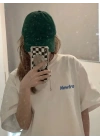 Baskılı Oversize Bisiklet Yaka T-shirt - Beyaz