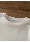 Baskılı Oversize Bisiklet Yaka T-shirt - Beyaz