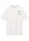 Baskılı Oversize Bisiklet Yaka T-shirt - Beyaz