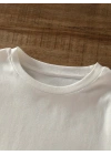 Baskılı Oversize Bisiklet Yaka T-shirt - Beyaz