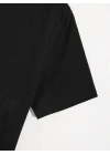 Baskılı Oversize Bisiklet Yaka T-shirt - Siyah