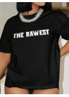 Baskılı Oversize T-shirt - Siyah