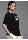 Baskılı Oversize T-shirt - Siyah
