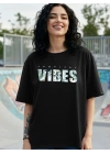 Baskılı Oversize T-shirt - Siyah