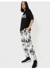 Baskılı Oversize T-shirt - Siyah