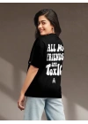 Baskılı Oversize T-shirt - Siyah