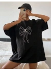 Baskılı Oversize T-shirt - Siyah
