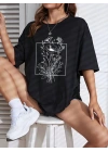 Baskılı T-shirt - Siyah