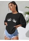 Baskılı T-shirt - Siyah