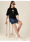 Baskılı T-shirt - Siyah
