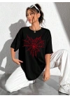 Baskılı T-shirt - Siyah