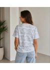 Batik Desenli Tişört Bisiklet Yaka Kısa Kol Regular Fit T-shirt - Gri