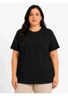 Battal Big Size Basic Tişört Bisiklet Yaka Rahat Kalıp T-Shirt - Siyah